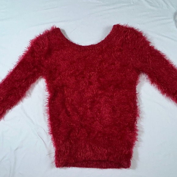 Wet Seal Womens Fuzzy Soft Fitted Sweater Size XS Cherry Red 90s Stretch Y2K - Picture 4 of 8
